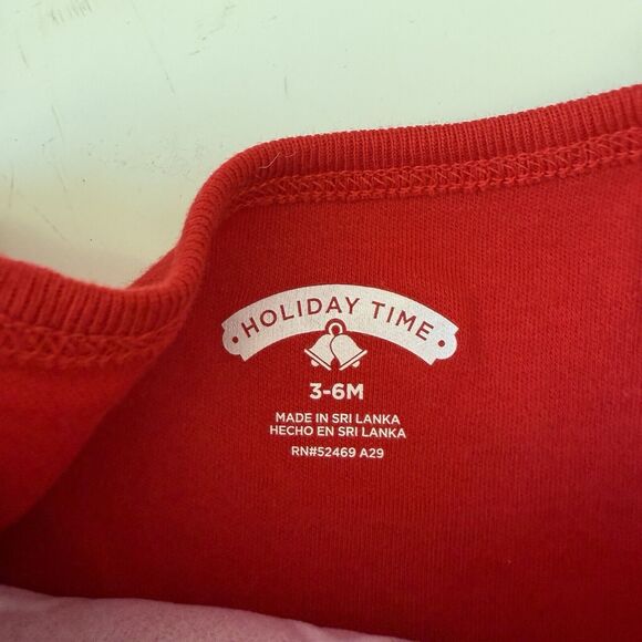 Holiday Time Christmas Baby One Piece Sleeper Red Santa 100% Cotton 3-6 Months - Picture 3 of 8
